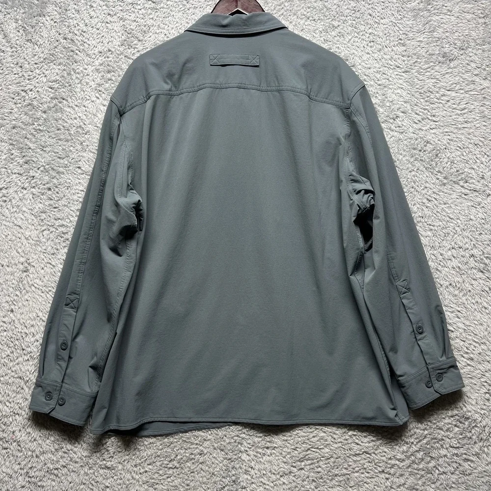 Duluth Untucked Flespedition Shirt Mens XL Gray Relaxed Fit Button Down Stretch